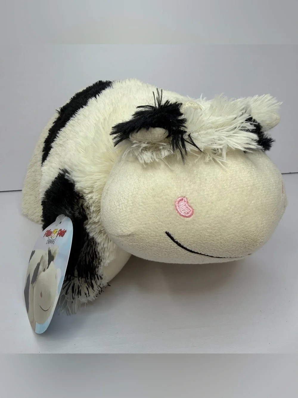 Pillow Pets PeeWees Cozy Cow Plush 12” Small Folding Stuffed Animal Pillow NWT